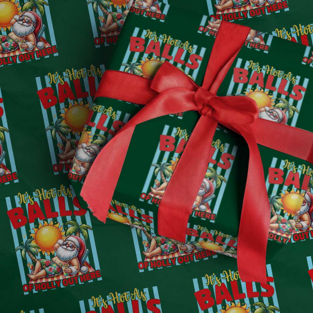 Hawaiian Christmas In July Wrapping Paper Roll It's Hot as Balls of Holly Out Here