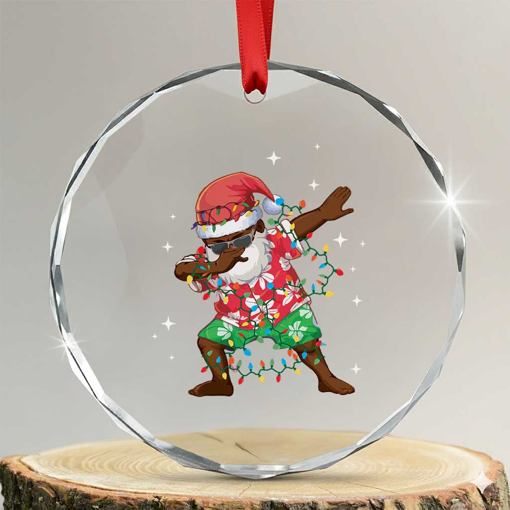 Hawaiian Crystal Glass Ornament Afro African Dabbing Santa Xmas Dab Girls Boys Kids TS10 Transparent Glass 3'' Circle Print Your Wear