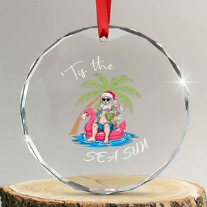 Hawaiian Crystal Glass Ornament Santa Tis The Sea Sun Beach Hawaii Xmas In July Tropical Xmas Gift Family Holiday TS10 Transparent Glass 3'' Circle Print Your Wear