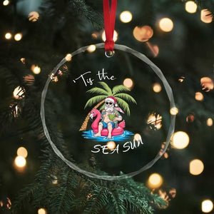 Hawaiian Crystal Glass Ornament Santa Tis The Sea Sun Beach Hawaii Xmas In July Tropical Xmas Gift Family Holiday TS10 Print Your Wear