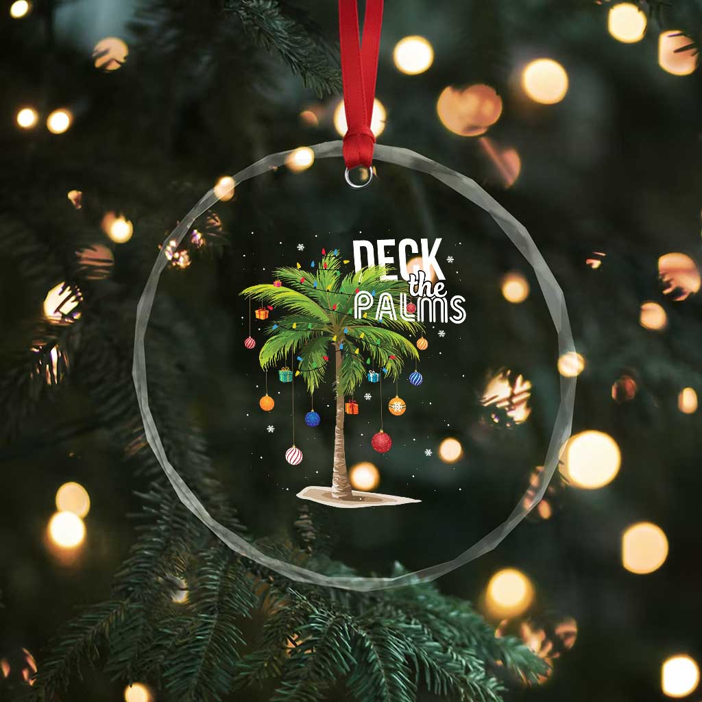 Hawaiian Xmas Crystal Glass Ornament Deck The Palms Christmas Palm Tree Beach Family Vacation TS10 Print Your Wear