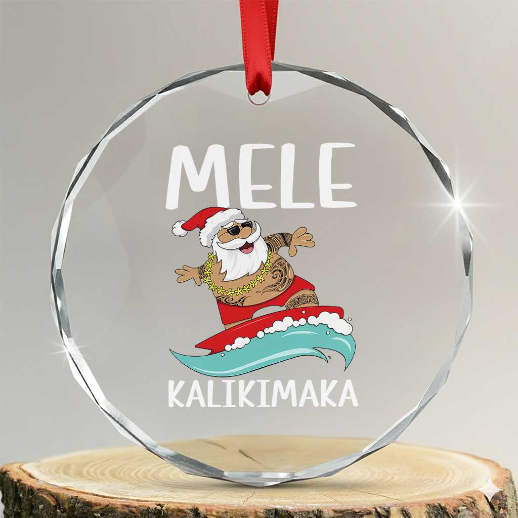 Hawaiian Xmas Crystal Glass Ornament Mele Kalikimaka Hawaii Surfing Santa Tropical Beach TS10 Transparent Glass 3'' Circle Print Your Wear