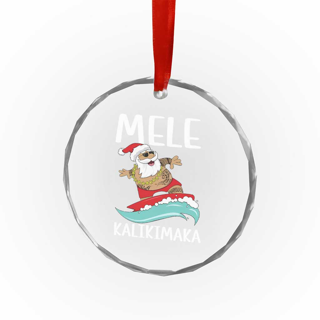 Hawaiian Xmas Crystal Glass Ornament Mele Kalikimaka Hawaii Surfing Santa Tropical Beach TS10 Print Your Wear