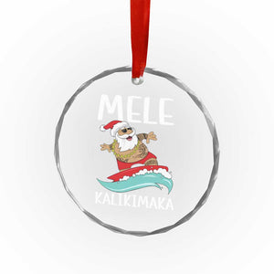 Hawaiian Xmas Crystal Glass Ornament Mele Kalikimaka Hawaii Surfing Santa Tropical Beach TS10 Print Your Wear