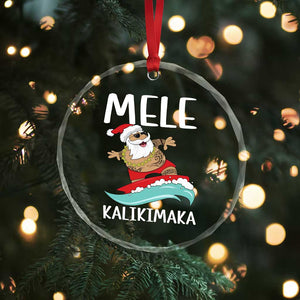 Hawaiian Xmas Crystal Glass Ornament Mele Kalikimaka Hawaii Surfing Santa Tropical Beach TS10 Print Your Wear