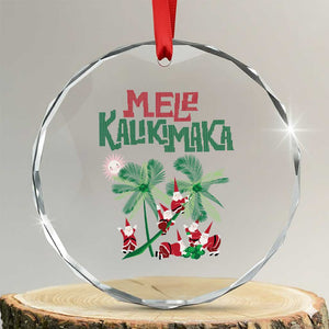 Hawaiian Xmas Crystal Glass Ornament Mele Kalikimaka Santa Climb Palm Tree TS09 Transparent Glass 3'' Circle Print Your Wear