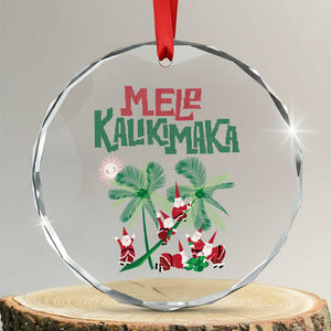 Hawaiian Xmas Crystal Glass Ornament Mele Kalikimaka Santa Climb Palm Tree TS09 Transparent Glass 3'' Circle Print Your Wear