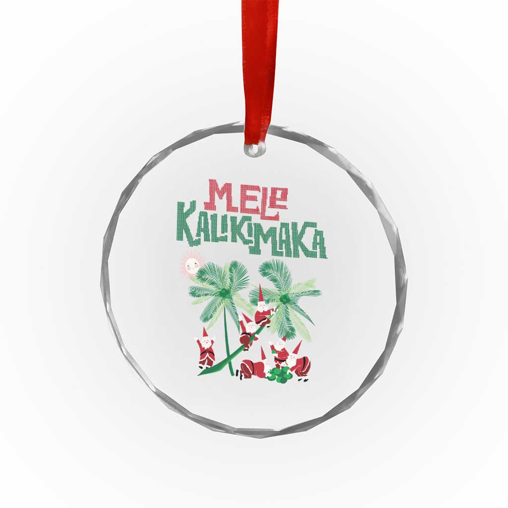 Hawaiian Xmas Crystal Glass Ornament Mele Kalikimaka Santa Climb Palm Tree TS09 Print Your Wear
