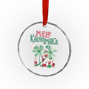 Hawaiian Xmas Crystal Glass Ornament Mele Kalikimaka Santa Climb Palm Tree TS09 Print Your Wear