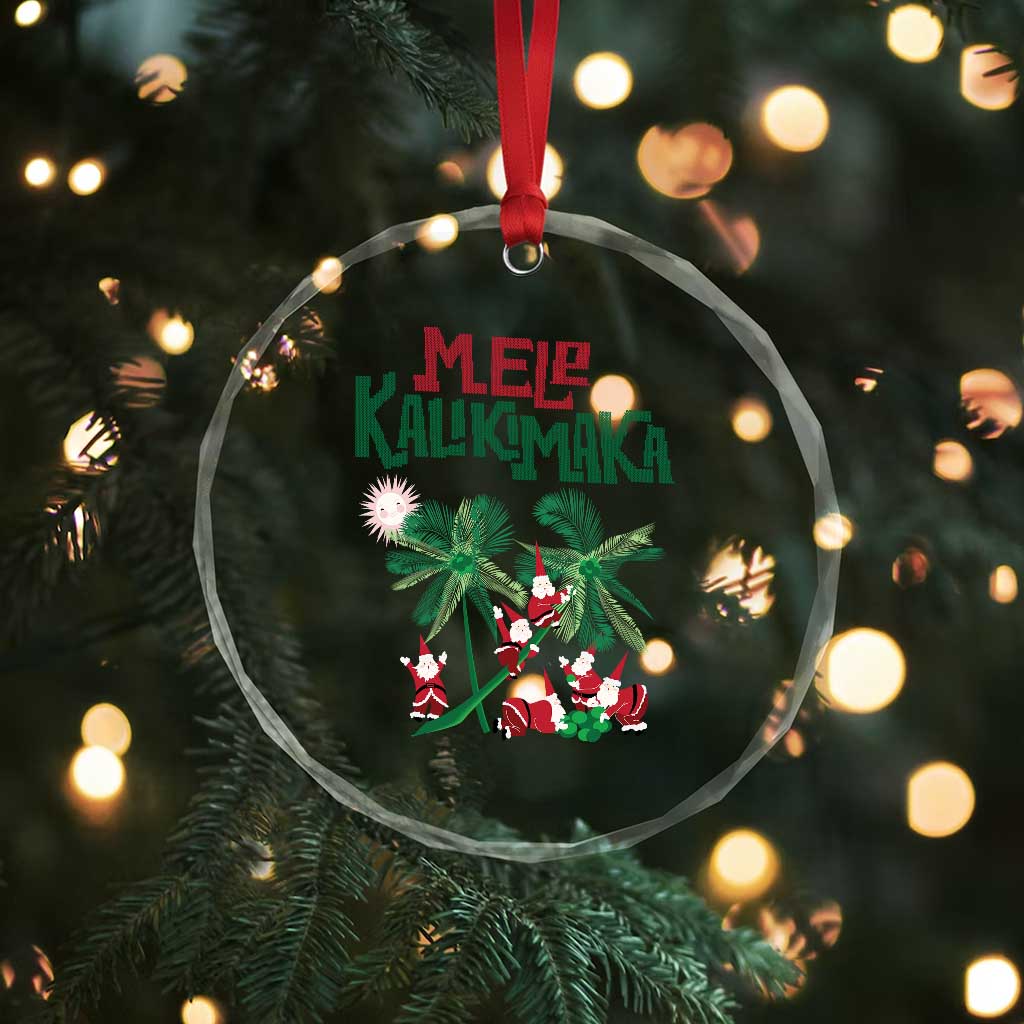 Hawaiian Xmas Crystal Glass Ornament Mele Kalikimaka Santa Climb Palm Tree TS09 Print Your Wear