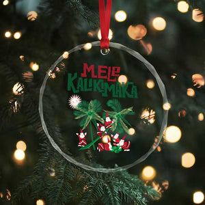 Hawaiian Xmas Crystal Glass Ornament Mele Kalikimaka Santa Climb Palm Tree TS09 Print Your Wear