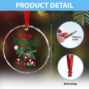 Hawaiian Xmas Crystal Glass Ornament Mele Kalikimaka Santa Climb Palm Tree TS09 Print Your Wear