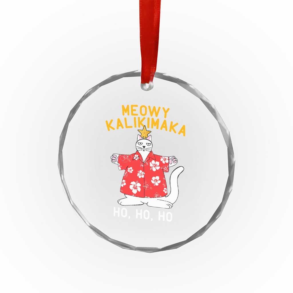Hawaiian Xmas Cute Cat Crystal Glass Ornament Meowy Kalikimaka Hawaiian Cat Ho Ho Ho Xmas Tree TS09 Print Your Wear