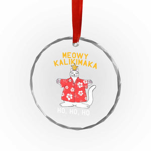 Hawaiian Xmas Cute Cat Crystal Glass Ornament Meowy Kalikimaka Hawaiian Cat Ho Ho Ho Xmas Tree TS09 Print Your Wear
