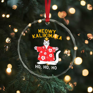 Hawaiian Xmas Cute Cat Crystal Glass Ornament Meowy Kalikimaka Hawaiian Cat Ho Ho Ho Xmas Tree TS09 Print Your Wear