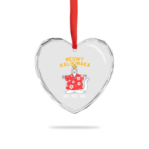 Hawaiian Xmas Cute Cat Heart Crystal Glass Ornament Meowy Kalikimaka Hawaiian Cat Ho Ho Ho Xmas Tree TS09 Print Your Wear