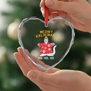 Hawaiian Xmas Cute Cat Heart Crystal Glass Ornament Meowy Kalikimaka Hawaiian Cat Ho Ho Ho Xmas Tree TS09 Print Your Wear