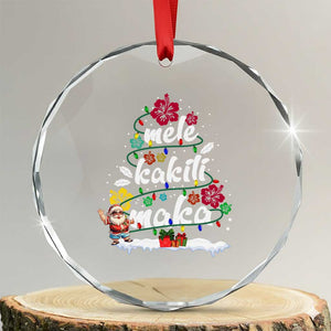 Hawaiian Xmas Tree Crystal Glass Ornament Mele Kalikimaka Beach Family Vacation Xmas Hawaii Santa TS10 Transparent Glass 3'' Circle Print Your Wear