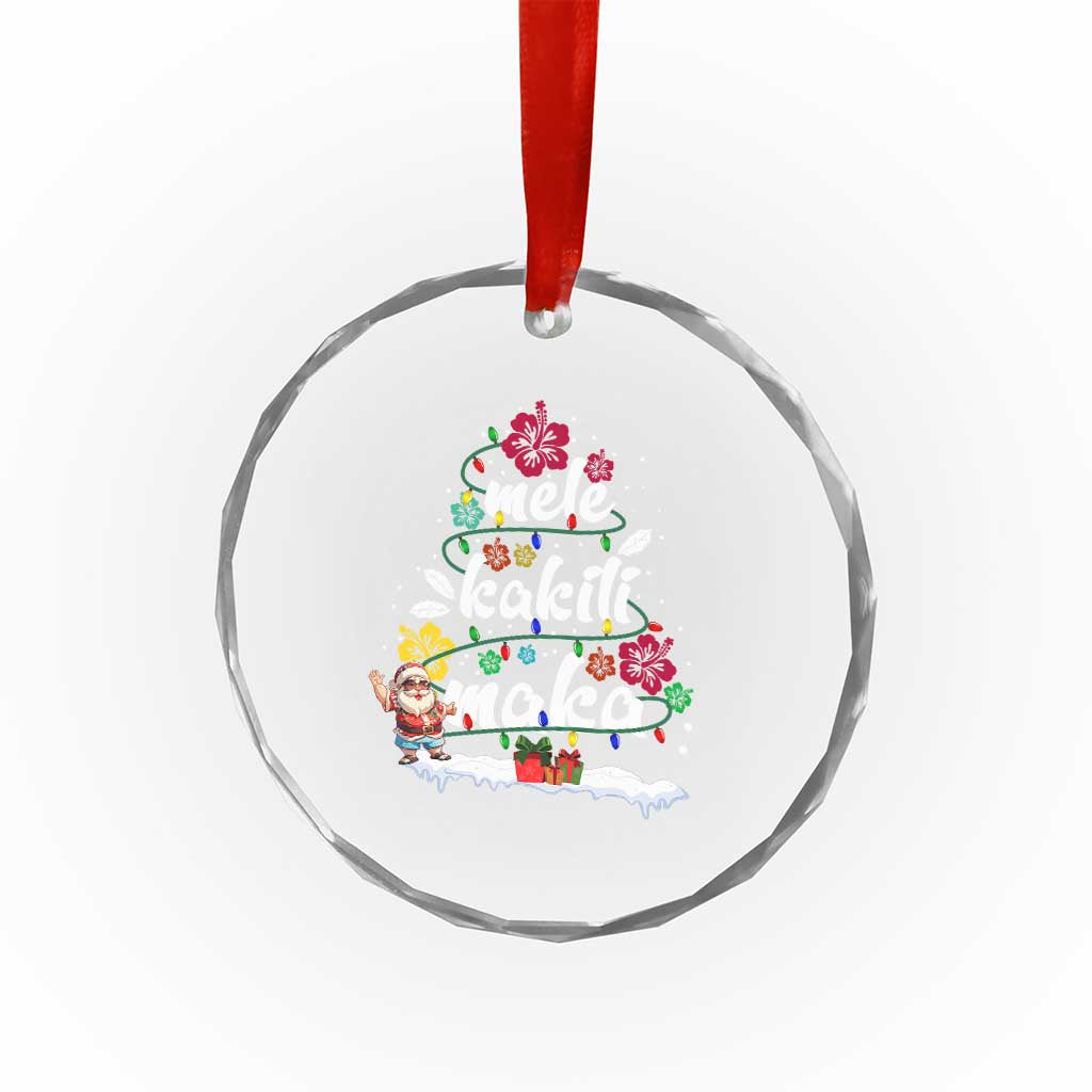 Hawaiian Xmas Tree Crystal Glass Ornament Mele Kalikimaka Beach Family Vacation Xmas Hawaii Santa TS10 Print Your Wear