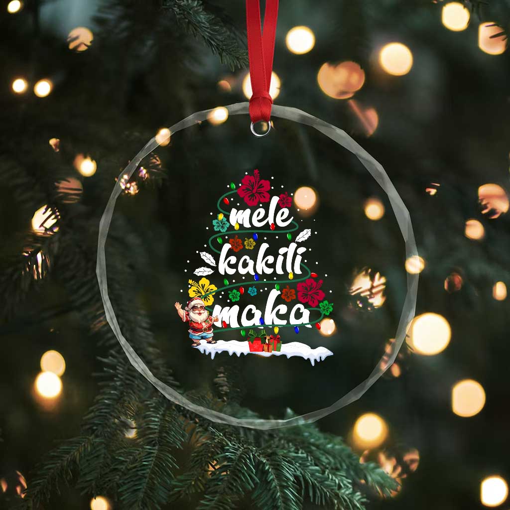 Hawaiian Xmas Tree Crystal Glass Ornament Mele Kalikimaka Beach Family Vacation Xmas Hawaii Santa TS10 Print Your Wear