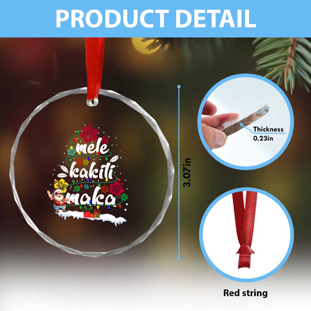 Hawaiian Xmas Tree Crystal Glass Ornament Mele Kalikimaka Beach Family Vacation Xmas Hawaii Santa TS10 Print Your Wear