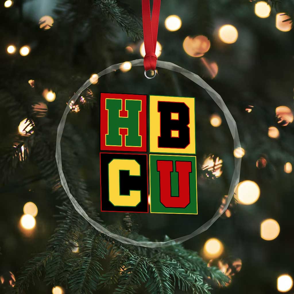HBCU Block Letter Pride Graphic Crystal Glass Ornament College Support Statement Black Excellence TS02 Print Your Wear