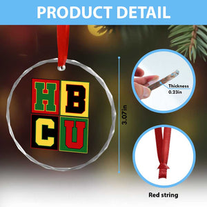 HBCU Block Letter Pride Graphic Crystal Glass Ornament College Support Statement Black Excellence TS02 Print Your Wear