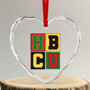 HBCU Block Letter Pride Graphic Heart Crystal Glass Ornament College Support Statement Black Excellence TS02 Transparent Glass 3'' Heart Print Your Wear