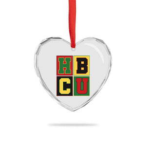 HBCU Block Letter Pride Graphic Heart Crystal Glass Ornament College Support Statement Black Excellence TS02 Print Your Wear