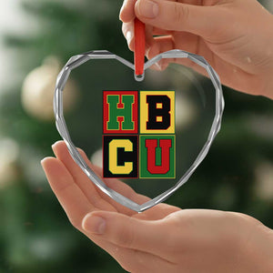 HBCU Block Letter Pride Graphic Heart Crystal Glass Ornament College Support Statement Black Excellence TS02 Print Your Wear