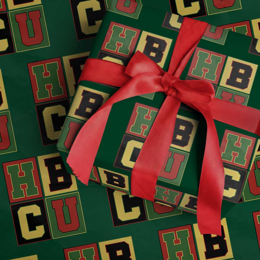 HBCU Block Letter Pride Graphic Wrapping Paper Roll College Support Statement Black Excellence TS02 Green Print Your Wear