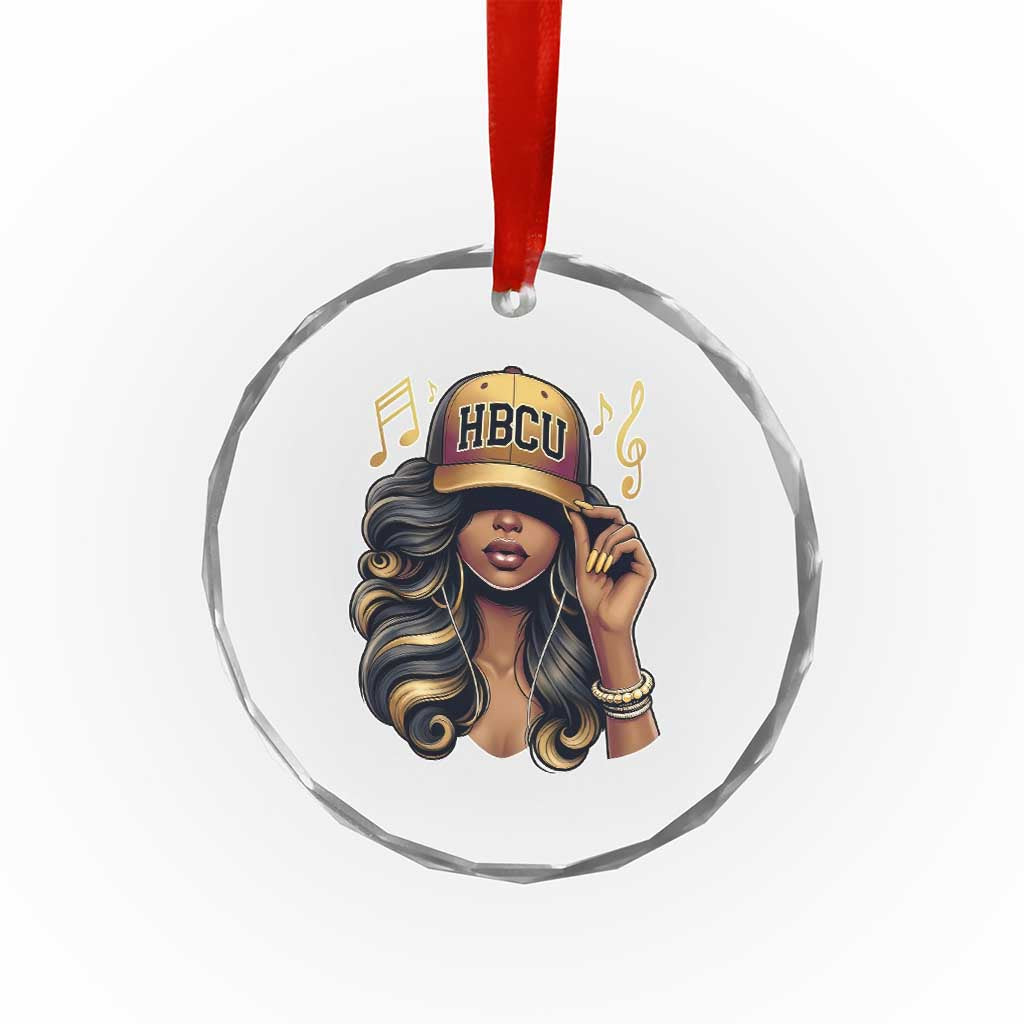HBCU Queen Vibes Crystal Glass Ornament Melanin Music College Pride for Black Excellence Supporters TS02 Print Your Wear