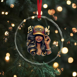 HBCU Queen Vibes Crystal Glass Ornament Melanin Music College Pride for Black Excellence Supporters TS02 Print Your Wear