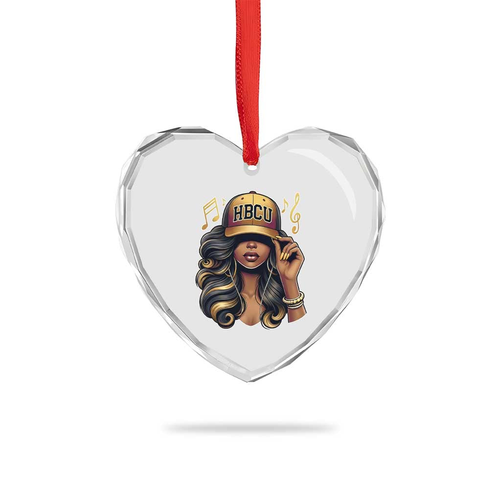 HBCU Queen Vibes Heart Crystal Glass Ornament Melanin Music College Pride for Black Excellence Supporters TS02 Print Your Wear