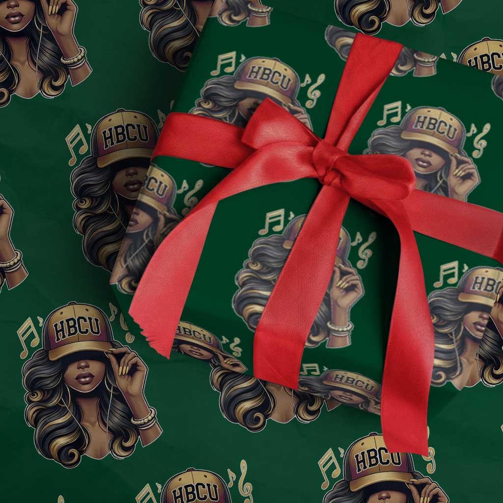 HBCU Queen Vibes Wrapping Paper Roll Melanin Music College Pride for Black Excellence Supporters TS02 Green Print Your Wear