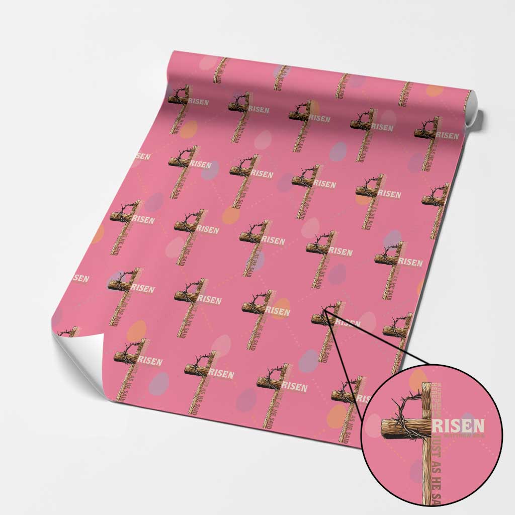 He Is Not Here For He Is Risen Just As He Said Wrapping Paper Roll Christian Easter Day Religious Bible Verse Cross TS11 Pink Print Your Wear