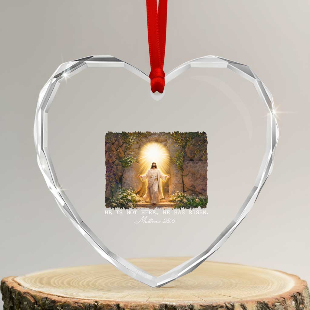 He Is Not Here He Has Risen Heart Crystal Glass Ornament Easter Christian Jesus TS14 Transparent Glass 3'' Heart Print Your Wear
