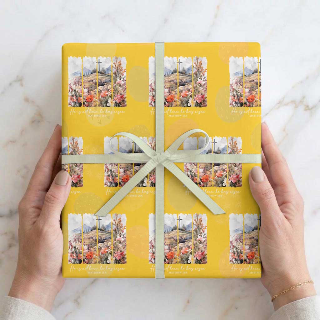 He Is Not Here He Has Risen Wrapping Paper Roll Christian Easter Religious Bible Verse TS11 Yellow Print Your Wear