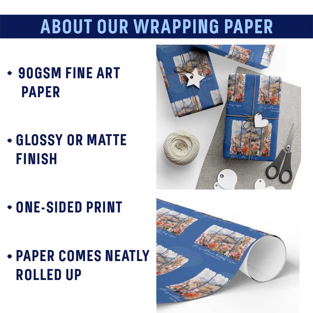 He Is Not Here He Has Risen Wrapping Paper Roll Christian Easter Religious Bible Verse TS11 Print Your Wear