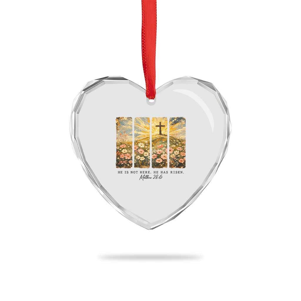 He Is Not Here He Is Risen Heart Crystal Glass Ornament Christian Easter Bible Verse TS14 Print Your Wear