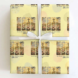 He Is Not Here He Is Risen Wrapping Paper Roll Christian Easter Bible Verse TS14 Light Yellow Print Your Wear