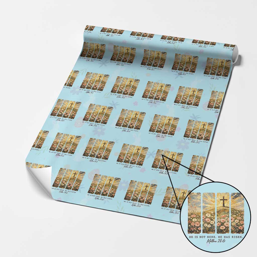 He Is Not Here He Is Risen Wrapping Paper Roll Christian Easter Bible Verse TS14 Light Blue Print Your Wear