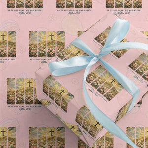 He Is Not Here He Is Risen Wrapping Paper Roll Christian Easter Bible Verse TS14 Light Pink Print Your Wear