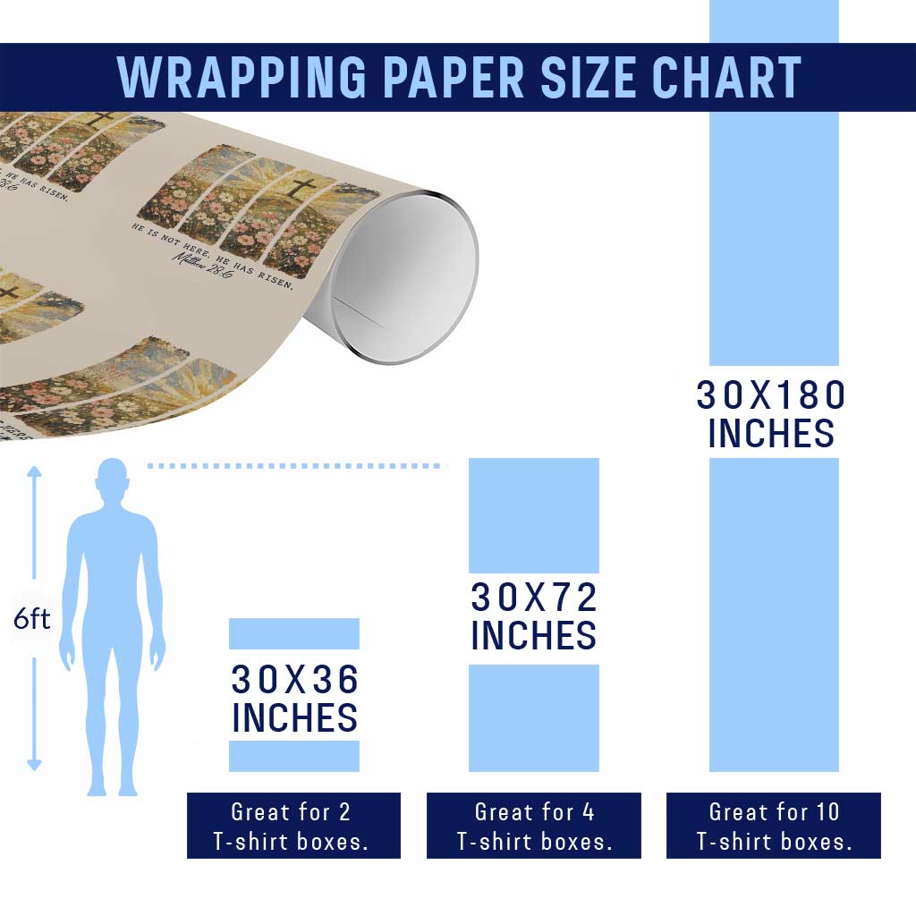 He Is Not Here He Is Risen Wrapping Paper Roll Christian Easter Bible Verse TS14 Print Your Wear