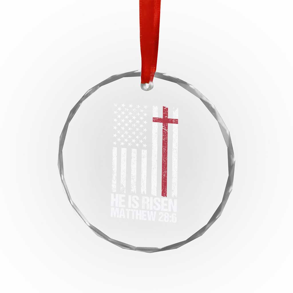 He Is Rise Crystal Glass Ornament Christian American Flag Easter Bible Verse TS14 Print Your Wear