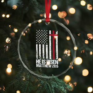 He Is Rise Crystal Glass Ornament Christian American Flag Easter Bible Verse TS14 Print Your Wear