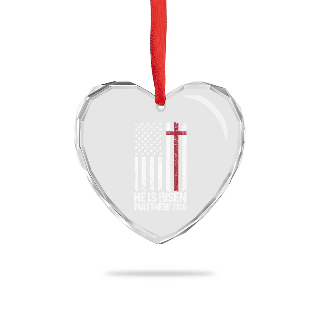 He Is Rise Heart Crystal Glass Ornament Christian American Flag Easter Bible Verse TS14 Print Your Wear
