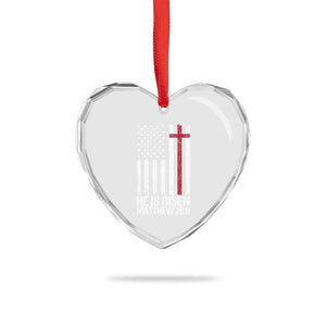He Is Rise Heart Crystal Glass Ornament Christian American Flag Easter Bible Verse TS14 Print Your Wear