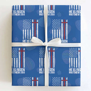He Is Rise Wrapping Paper Roll Christian American Flag Easter Bible Verse TS14 Royal Blue Print Your Wear