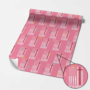 He Is Rise Wrapping Paper Roll Christian American Flag Easter Bible Verse TS14 Pink Print Your Wear